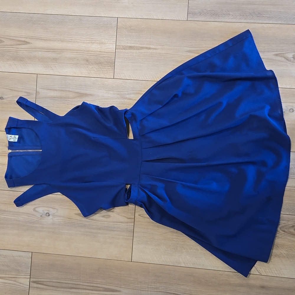 Tea n Cup Royal Blue Cutout Mini Banquet Formal Dress